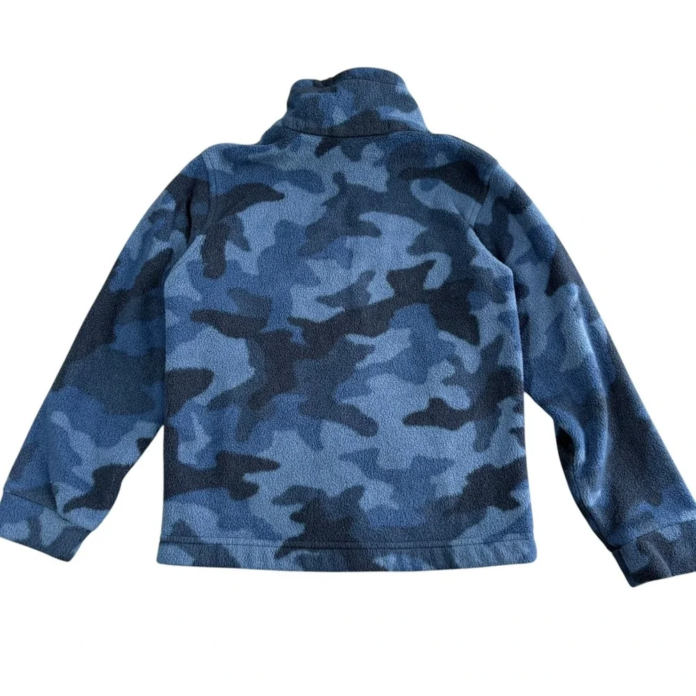 Columbia Fleece Jacket Youth XXS 4/5 Full Zip Blue Camo Pockets Logo Fall Coat